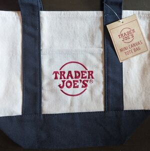 NWT Trader Joe's Mini Tote Bag With Blue Straps Limited Edition